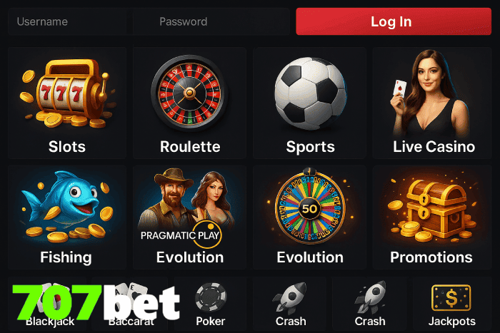 Plataforma online Cassino 707BET com bônus exclusivos